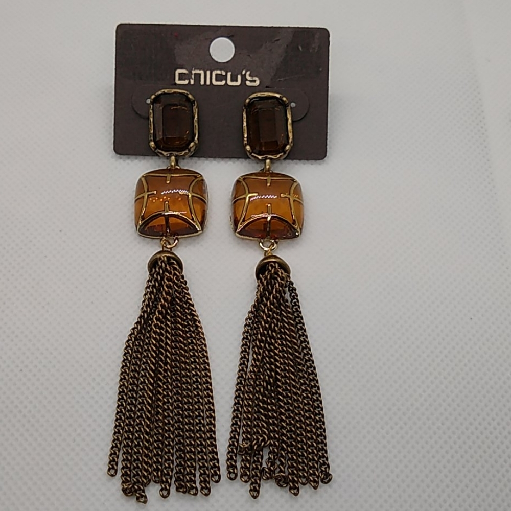 Chico's gold brown looking stone chain angle